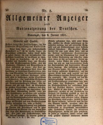 Allgemeiner Anzeiger und Nationalzeitung der Deutschen (Allgemeiner Anzeiger der Deutschen) Sonntag 9. Januar 1831