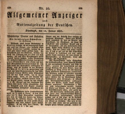 Allgemeiner Anzeiger und Nationalzeitung der Deutschen (Allgemeiner Anzeiger der Deutschen) Dienstag 11. Januar 1831