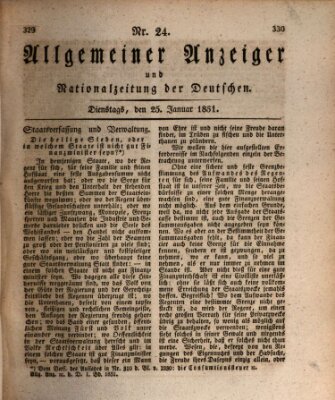 Allgemeiner Anzeiger und Nationalzeitung der Deutschen (Allgemeiner Anzeiger der Deutschen) Dienstag 25. Januar 1831