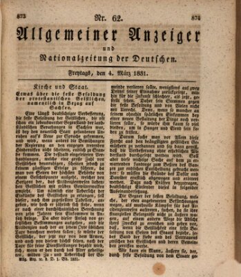 Allgemeiner Anzeiger und Nationalzeitung der Deutschen (Allgemeiner Anzeiger der Deutschen) Freitag 4. März 1831