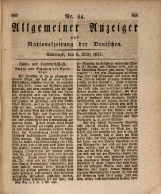 Allgemeiner Anzeiger und Nationalzeitung der Deutschen (Allgemeiner Anzeiger der Deutschen) Sonntag 6. März 1831