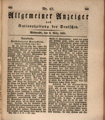 Allgemeiner Anzeiger und Nationalzeitung der Deutschen (Allgemeiner Anzeiger der Deutschen) Mittwoch 9. März 1831