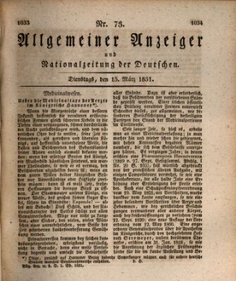 Allgemeiner Anzeiger und Nationalzeitung der Deutschen (Allgemeiner Anzeiger der Deutschen) Dienstag 15. März 1831