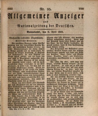 Allgemeiner Anzeiger und Nationalzeitung der Deutschen (Allgemeiner Anzeiger der Deutschen) Samstag 9. April 1831