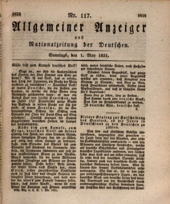 Allgemeiner Anzeiger und Nationalzeitung der Deutschen (Allgemeiner Anzeiger der Deutschen) Sonntag 1. Mai 1831