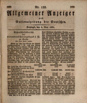 Allgemeiner Anzeiger und Nationalzeitung der Deutschen (Allgemeiner Anzeiger der Deutschen) Freitag 6. Mai 1831