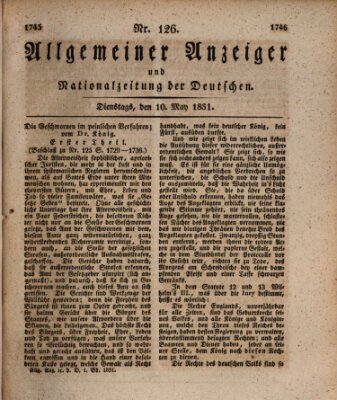 Allgemeiner Anzeiger und Nationalzeitung der Deutschen (Allgemeiner Anzeiger der Deutschen) Dienstag 10. Mai 1831