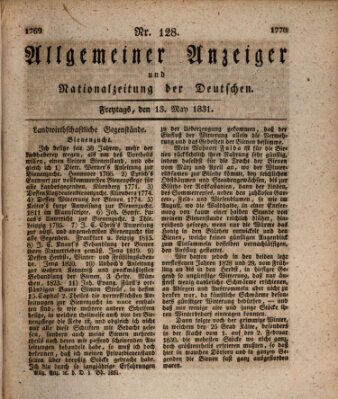 Allgemeiner Anzeiger und Nationalzeitung der Deutschen (Allgemeiner Anzeiger der Deutschen) Freitag 13. Mai 1831