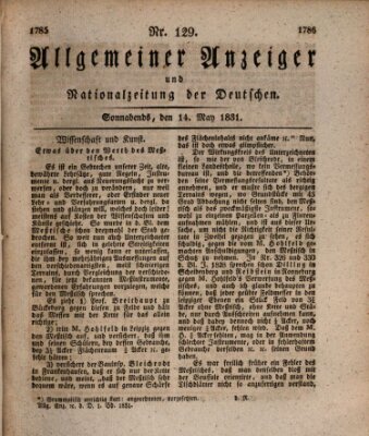 Allgemeiner Anzeiger und Nationalzeitung der Deutschen (Allgemeiner Anzeiger der Deutschen) Samstag 14. Mai 1831