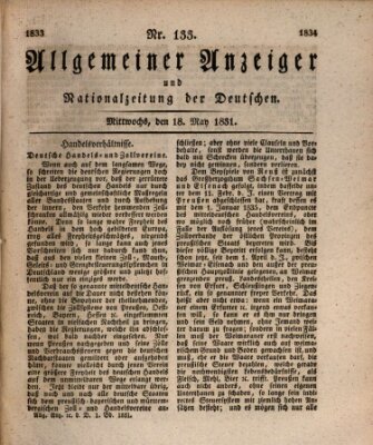 Allgemeiner Anzeiger und Nationalzeitung der Deutschen (Allgemeiner Anzeiger der Deutschen) Mittwoch 18. Mai 1831