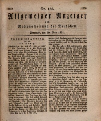 Allgemeiner Anzeiger und Nationalzeitung der Deutschen (Allgemeiner Anzeiger der Deutschen) Freitag 20. Mai 1831