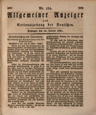 Allgemeiner Anzeiger und Nationalzeitung der Deutschen (Allgemeiner Anzeiger der Deutschen) Freitag 10. Juni 1831