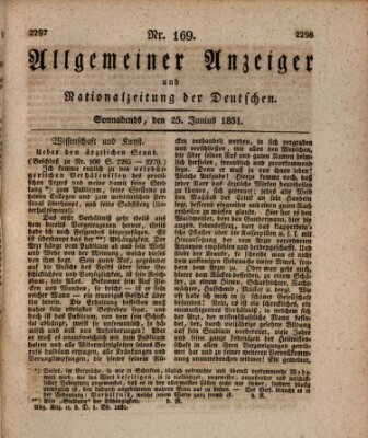 Allgemeiner Anzeiger und Nationalzeitung der Deutschen (Allgemeiner Anzeiger der Deutschen) Samstag 25. Juni 1831