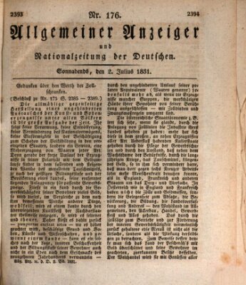 Allgemeiner Anzeiger und Nationalzeitung der Deutschen (Allgemeiner Anzeiger der Deutschen) Samstag 2. Juli 1831