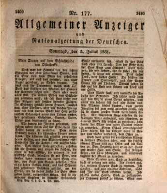 Allgemeiner Anzeiger und Nationalzeitung der Deutschen (Allgemeiner Anzeiger der Deutschen) Sonntag 3. Juli 1831