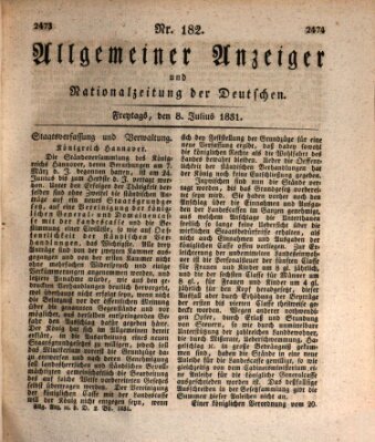 Allgemeiner Anzeiger und Nationalzeitung der Deutschen (Allgemeiner Anzeiger der Deutschen) Freitag 8. Juli 1831