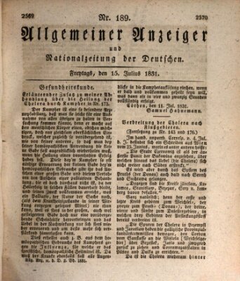 Allgemeiner Anzeiger und Nationalzeitung der Deutschen (Allgemeiner Anzeiger der Deutschen) Freitag 15. Juli 1831