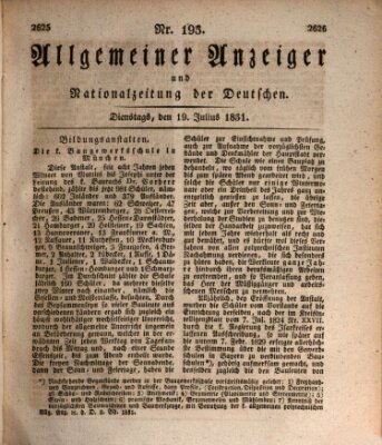 Allgemeiner Anzeiger und Nationalzeitung der Deutschen (Allgemeiner Anzeiger der Deutschen) Dienstag 19. Juli 1831