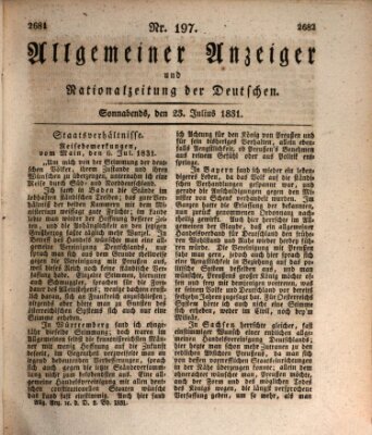 Allgemeiner Anzeiger und Nationalzeitung der Deutschen (Allgemeiner Anzeiger der Deutschen) Samstag 23. Juli 1831