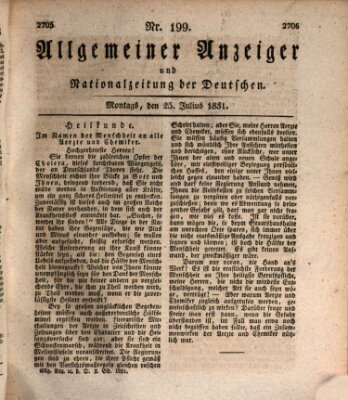 Allgemeiner Anzeiger und Nationalzeitung der Deutschen (Allgemeiner Anzeiger der Deutschen) Montag 25. Juli 1831