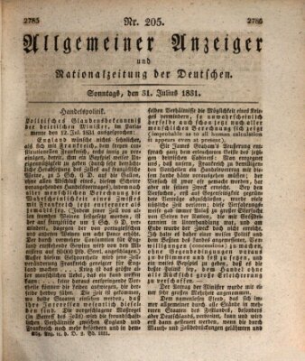 Allgemeiner Anzeiger und Nationalzeitung der Deutschen (Allgemeiner Anzeiger der Deutschen) Sonntag 31. Juli 1831