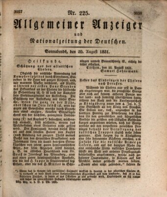 Allgemeiner Anzeiger und Nationalzeitung der Deutschen (Allgemeiner Anzeiger der Deutschen) Samstag 20. August 1831