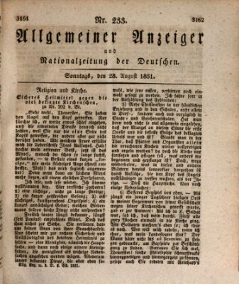 Allgemeiner Anzeiger und Nationalzeitung der Deutschen (Allgemeiner Anzeiger der Deutschen) Sonntag 28. August 1831