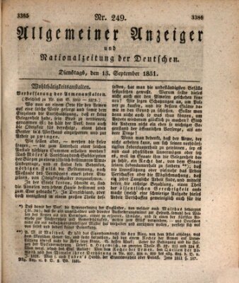 Allgemeiner Anzeiger und Nationalzeitung der Deutschen (Allgemeiner Anzeiger der Deutschen) Dienstag 13. September 1831