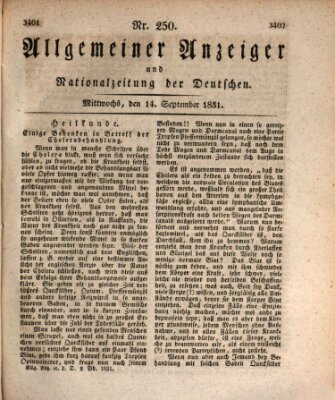 Allgemeiner Anzeiger und Nationalzeitung der Deutschen (Allgemeiner Anzeiger der Deutschen) Mittwoch 14. September 1831