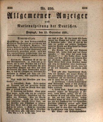 Allgemeiner Anzeiger und Nationalzeitung der Deutschen (Allgemeiner Anzeiger der Deutschen) Freitag 23. September 1831