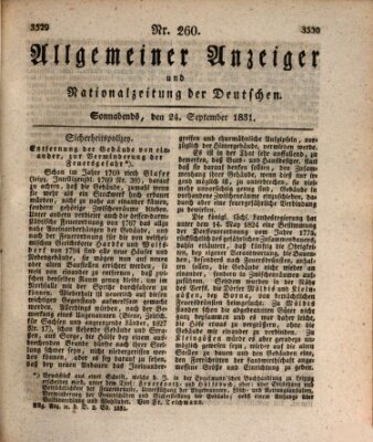 Allgemeiner Anzeiger und Nationalzeitung der Deutschen (Allgemeiner Anzeiger der Deutschen) Samstag 24. September 1831