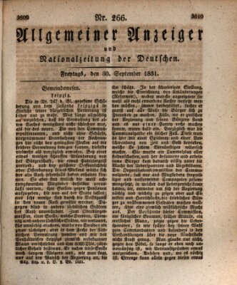 Allgemeiner Anzeiger und Nationalzeitung der Deutschen (Allgemeiner Anzeiger der Deutschen) Freitag 30. September 1831