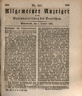 Allgemeiner Anzeiger und Nationalzeitung der Deutschen (Allgemeiner Anzeiger der Deutschen) Samstag 1. Oktober 1831