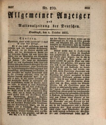 Allgemeiner Anzeiger und Nationalzeitung der Deutschen (Allgemeiner Anzeiger der Deutschen) Dienstag 4. Oktober 1831