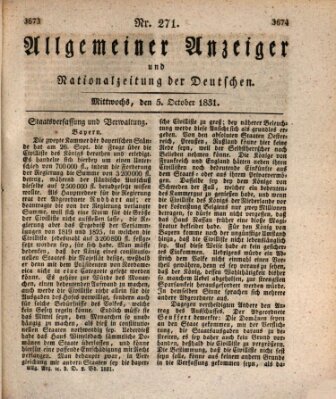 Allgemeiner Anzeiger und Nationalzeitung der Deutschen (Allgemeiner Anzeiger der Deutschen) Mittwoch 5. Oktober 1831