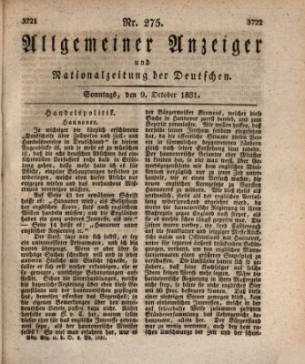 Allgemeiner Anzeiger und Nationalzeitung der Deutschen (Allgemeiner Anzeiger der Deutschen) Sonntag 9. Oktober 1831