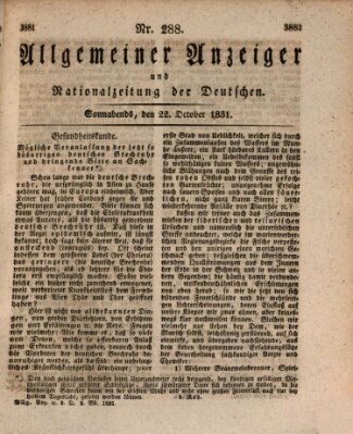 Allgemeiner Anzeiger und Nationalzeitung der Deutschen (Allgemeiner Anzeiger der Deutschen) Samstag 22. Oktober 1831