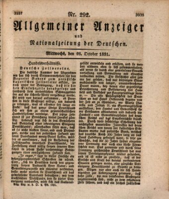 Allgemeiner Anzeiger und Nationalzeitung der Deutschen (Allgemeiner Anzeiger der Deutschen) Mittwoch 26. Oktober 1831