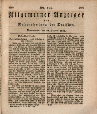 Allgemeiner Anzeiger und Nationalzeitung der Deutschen (Allgemeiner Anzeiger der Deutschen) Samstag 29. Oktober 1831