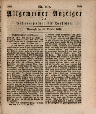 Allgemeiner Anzeiger und Nationalzeitung der Deutschen (Allgemeiner Anzeiger der Deutschen) Montag 31. Oktober 1831