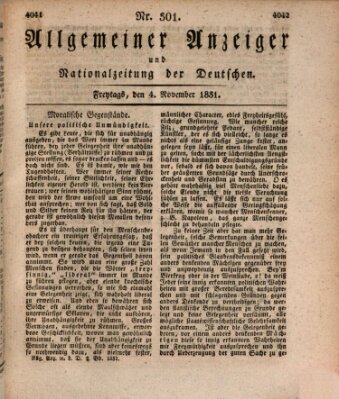 Allgemeiner Anzeiger und Nationalzeitung der Deutschen (Allgemeiner Anzeiger der Deutschen) Freitag 4. November 1831