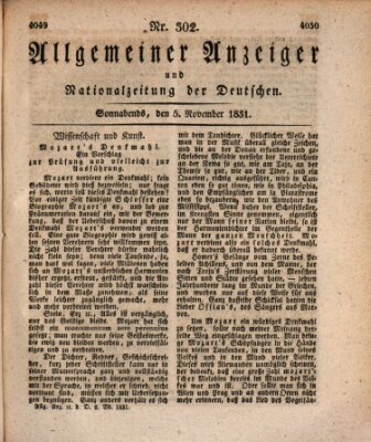 Allgemeiner Anzeiger und Nationalzeitung der Deutschen (Allgemeiner Anzeiger der Deutschen) Samstag 5. November 1831