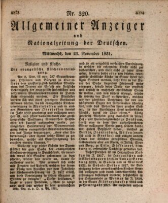 Allgemeiner Anzeiger und Nationalzeitung der Deutschen (Allgemeiner Anzeiger der Deutschen) Mittwoch 23. November 1831