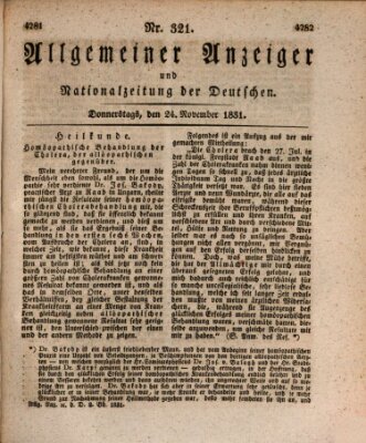 Allgemeiner Anzeiger und Nationalzeitung der Deutschen (Allgemeiner Anzeiger der Deutschen) Donnerstag 24. November 1831