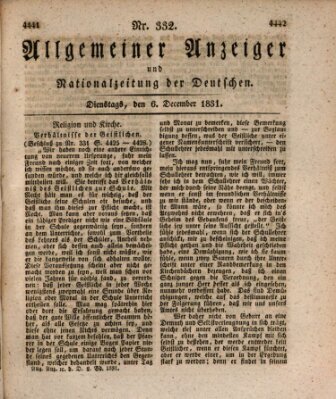 Allgemeiner Anzeiger und Nationalzeitung der Deutschen (Allgemeiner Anzeiger der Deutschen) Dienstag 6. Dezember 1831