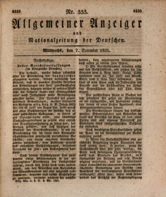 Allgemeiner Anzeiger und Nationalzeitung der Deutschen (Allgemeiner Anzeiger der Deutschen) Mittwoch 7. Dezember 1831