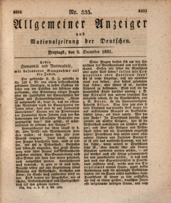 Allgemeiner Anzeiger und Nationalzeitung der Deutschen (Allgemeiner Anzeiger der Deutschen) Freitag 9. Dezember 1831