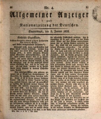 Allgemeiner Anzeiger und Nationalzeitung der Deutschen (Allgemeiner Anzeiger der Deutschen) Donnerstag 5. Januar 1832