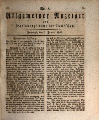 Allgemeiner Anzeiger und Nationalzeitung der Deutschen (Allgemeiner Anzeiger der Deutschen) Freitag 6. Januar 1832