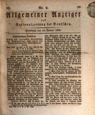 Allgemeiner Anzeiger und Nationalzeitung der Deutschen (Allgemeiner Anzeiger der Deutschen) Dienstag 10. Januar 1832